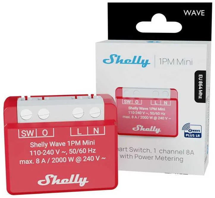Shelly Wave 1PM Mini LR išmanioji Z-Wave relė