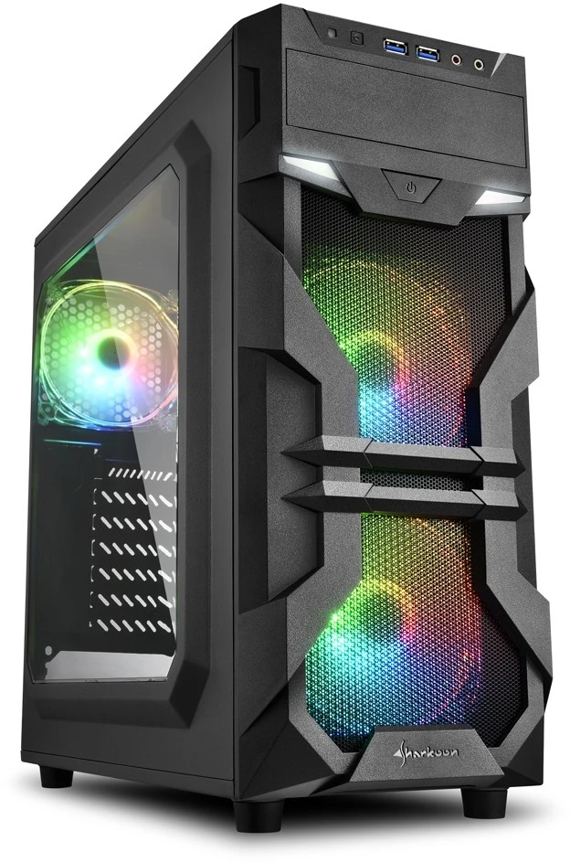 Sharkoon VG7-W RGB, Tower korpusas - juodas, šoninė panelė pagaminta iš akrilo