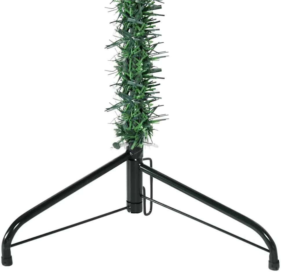Siaura dirbtinė pusinė Kalėdų eglutė su stovu, žalia, 150cm