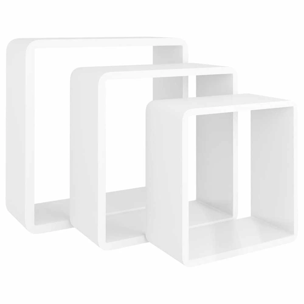 Sieninės lentynos, 3vnt., baltos spalvos, MDF, kubo formos