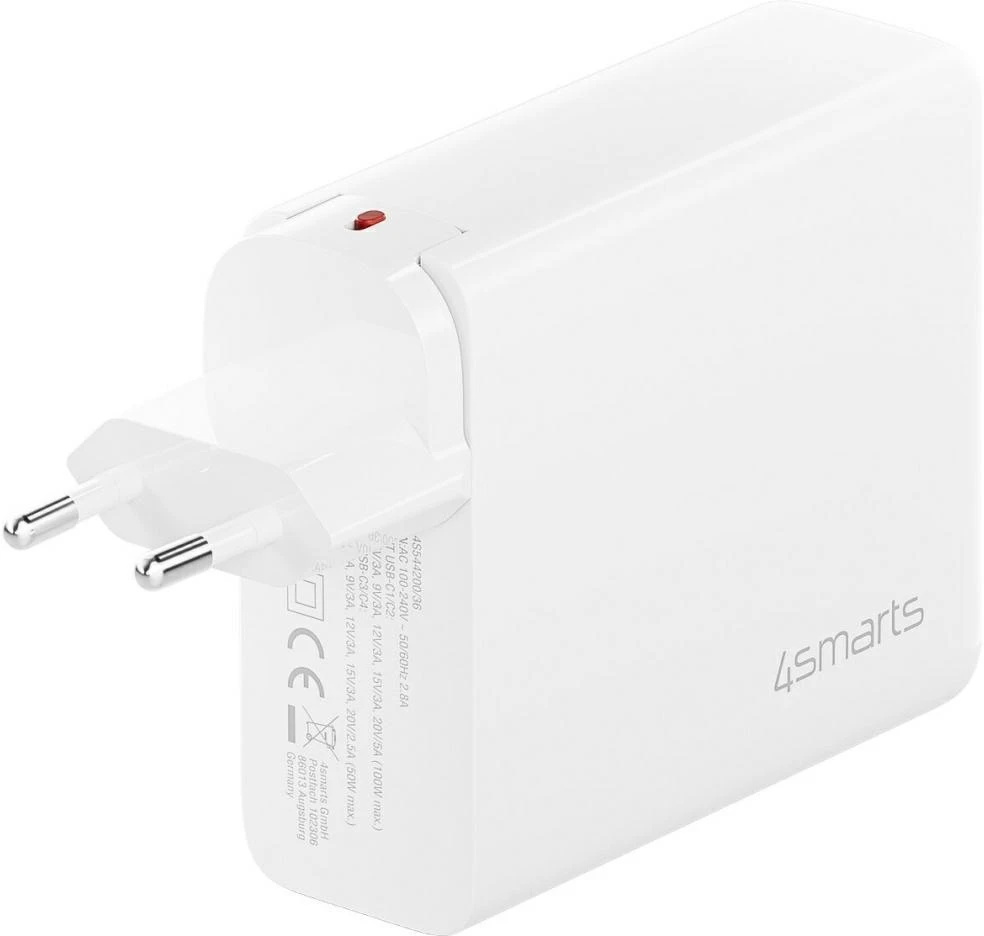 Sieninis įkroviklis 4smarts GaN Flex Pro Travel 200W 4 USB-C baltas