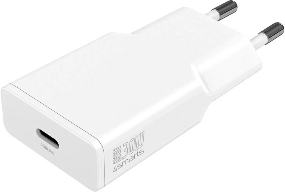 Sieninis įkroviklis 4smarts PDPlug Slim 30W GaN USB-C baltas