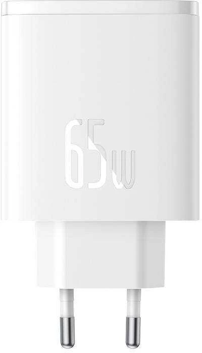 Sieninis įkroviklis Baseus OS-Cube Pro 2xUSB-C + USB, 65W (baltas)