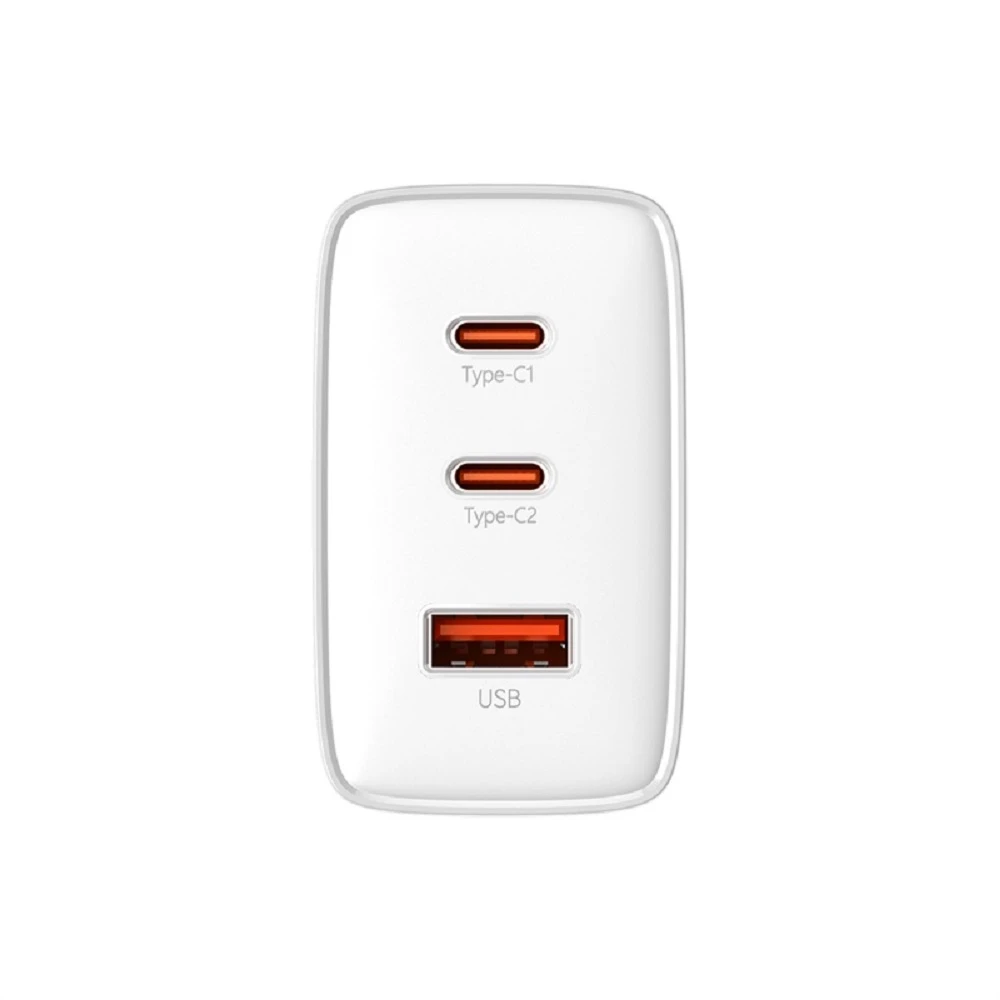 Sieninis įkroviklis Baseus OS-Cube Pro 2xUSB-C + USB, 65W (baltas)