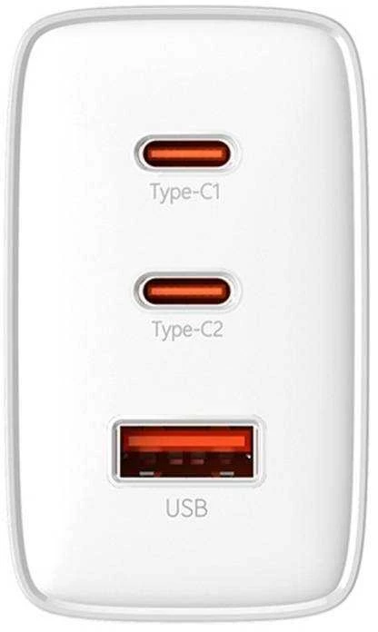 Sieninis įkroviklis Baseus OS-Cube Pro 2xUSB-C + USB, 65W (baltas)