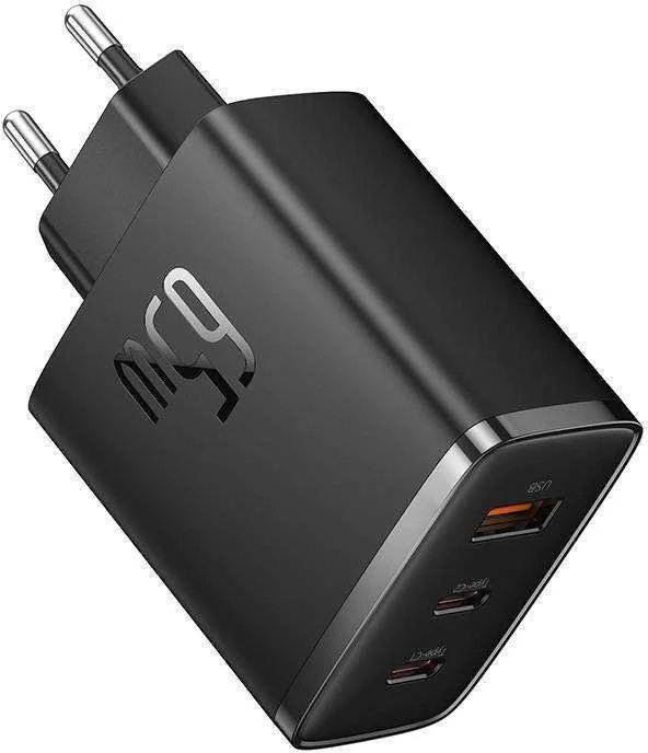 Sieninis įkroviklis Baseus OS-Cube Pro 2xUSB-C + USB, 65W (juodas)