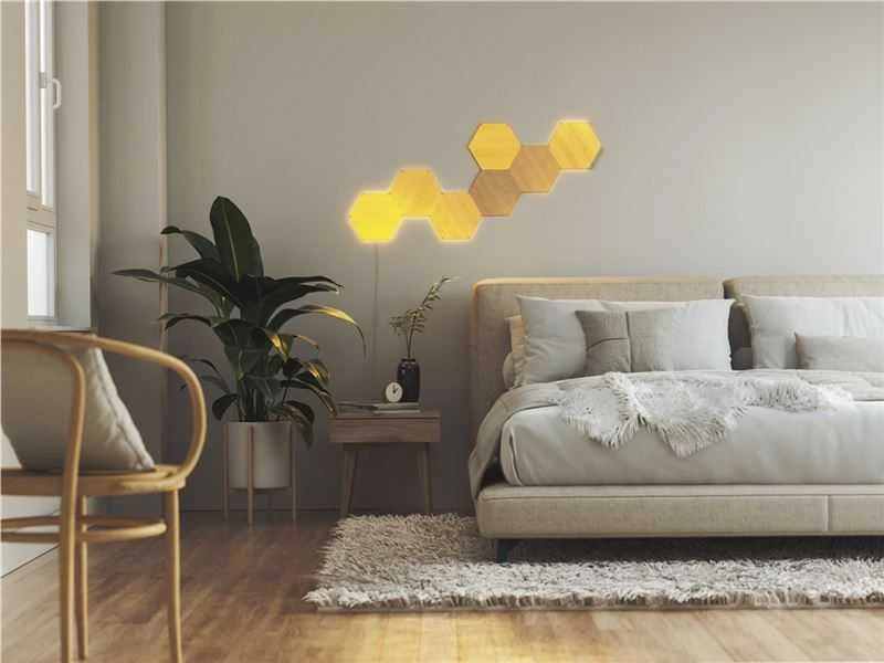 Sieninis šviestuvas Nanoleaf | Elementų medžio išvaizdos šešiakampių pradinis rinkinys (7 panelės) | Šaltos Baltos + Šiltos Baltos
