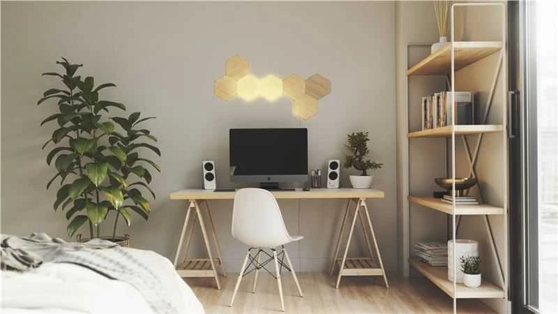 Sieninis šviestuvas Nanoleaf | Elementų medžio išvaizdos šešiakampių pradinis rinkinys (7 panelės) | Šaltos Baltos + Šiltos Baltos