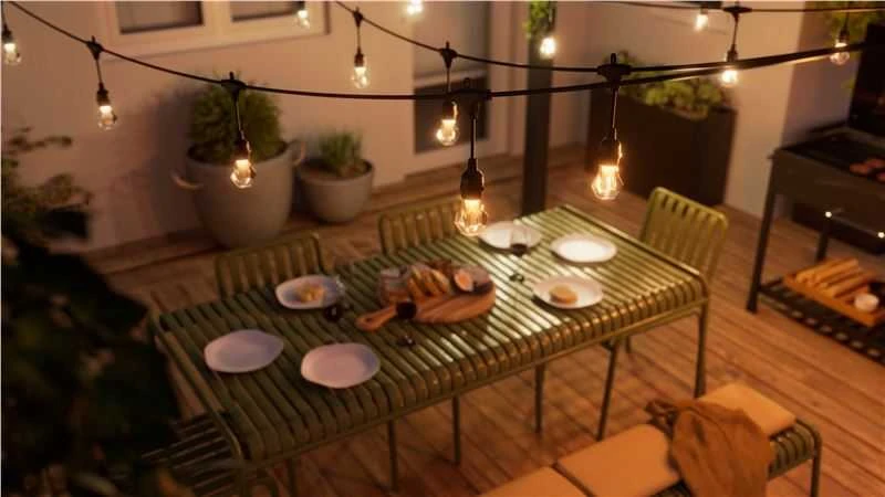 „Nanoleaf Essentials Matter“ išmaniosios daugiaspalvės lauko girliandos, prailginamos 15 m | 16 M+