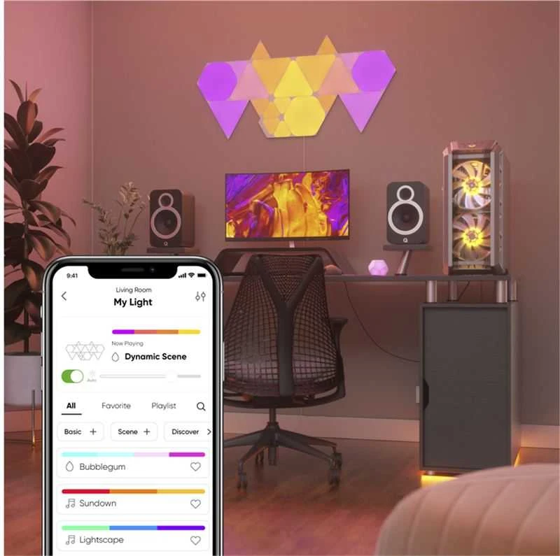 Nanoleaf Nanolapis | Formos trikampių pradinis rinkinys (15 plokščių) | 1,5 W | 16M+ spalvų