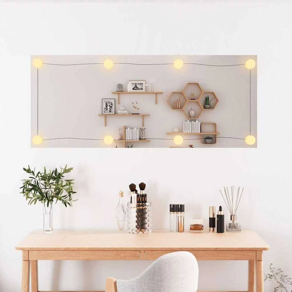 Sieninis veidrodis su LED lemputėmis, 40x100cm, stiklas