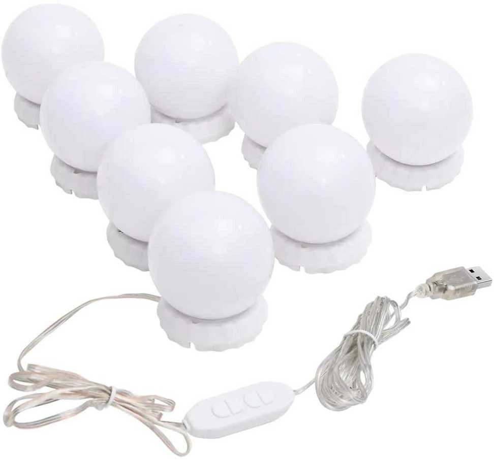 Sieninis veidrodis su LED lemputėmis, apskritas, stiklas