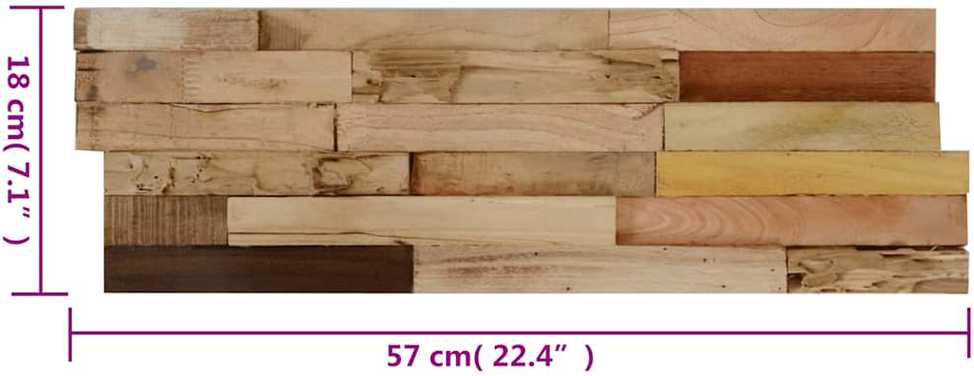 Sienos apdailos plokštės, 10vnt., perdirbtas tikmedis, 1,03m²