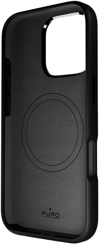 Puro Icon Mag Pro MagSafe Silicone dėklas skirtas Apple iPhone 16 Pro – juodos spalvos