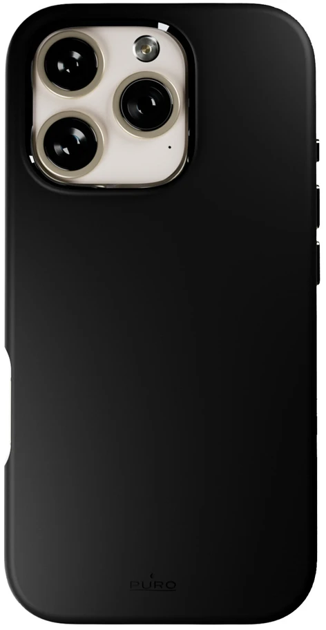 Puro Icon Mag Pro MagSafe Silicone dėklas skirtas Apple iPhone 16 Pro – juodos spalvos
