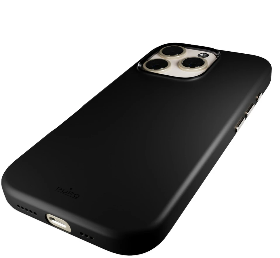 Puro Icon Mag Pro MagSafe Silicone dėklas skirtas Apple iPhone 16 Pro – juodos spalvos