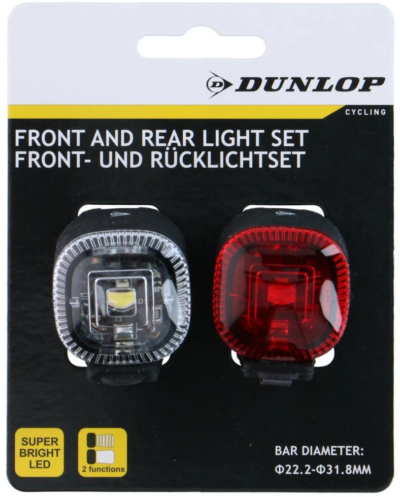 SILIKONINIŲ LED DVIRAČIO ŽIBINTŲ RINKINYS PRIEKINIS GALINIS DUNLOP 346199
