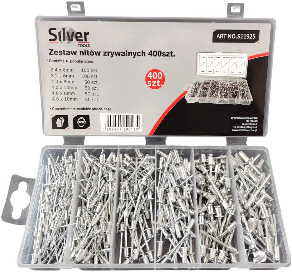 Silver Sidabrinis Sidabrinis Aklosios kniedės 2,4 – 4,8mm 400vnt