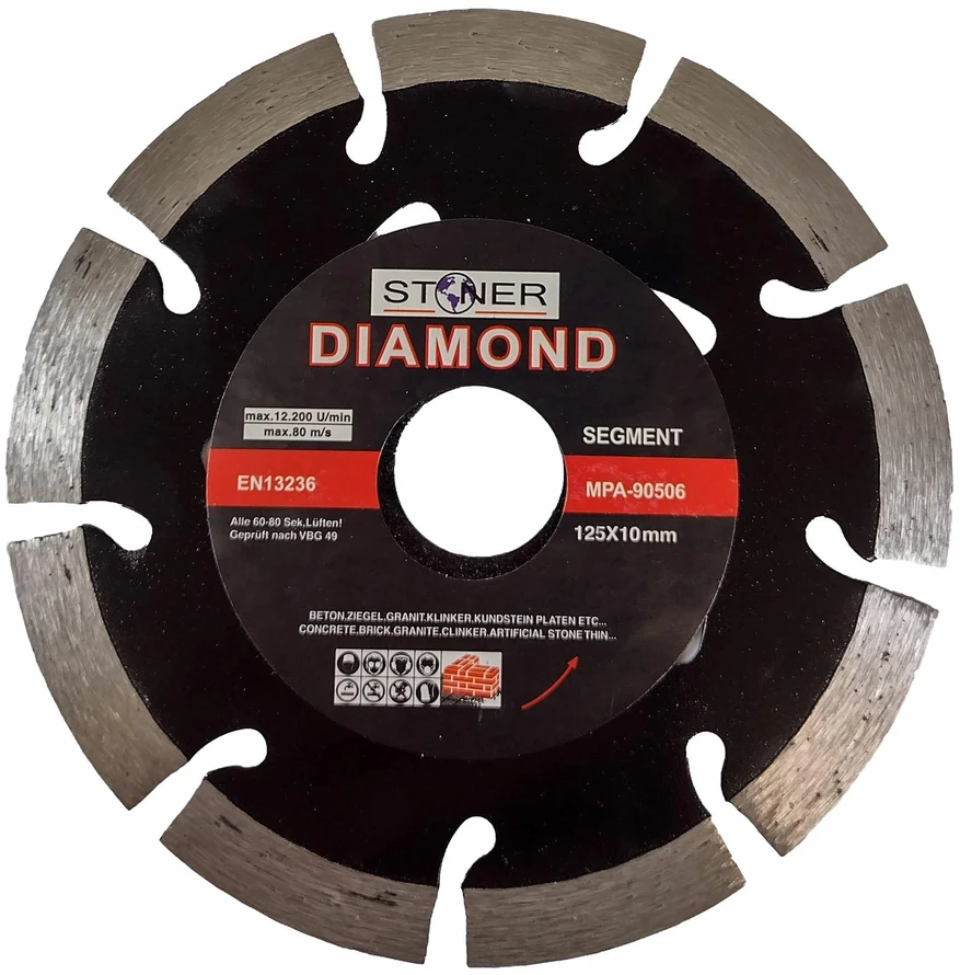 SILVER Sidabrinis Sidabrinis DEIMANTINIS DISKAS STONER 125mm SEGMENTINIS