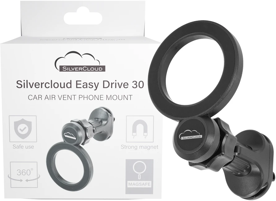 Silvercloud Easy Drive 30 Magsafe magnetinis laikiklis mobiliesiems telefonams, tvirtinamas prie ventiliacijos grotelių