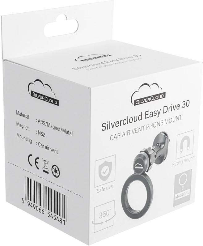 Silvercloud Easy Drive 30 Magsafe magnetinis laikiklis mobiliesiems telefonams, tvirtinamas prie ventiliacijos grotelių