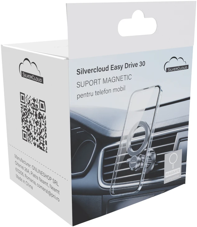 Silvercloud Easy Drive 30 Magsafe magnetinis laikiklis mobiliesiems telefonams, tvirtinamas prie ventiliacijos grotelių