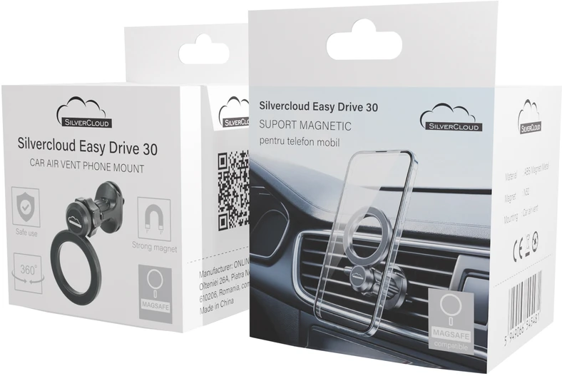 Silvercloud Easy Drive 30 Magsafe magnetinis laikiklis mobiliesiems telefonams, tvirtinamas prie ventiliacijos grotelių