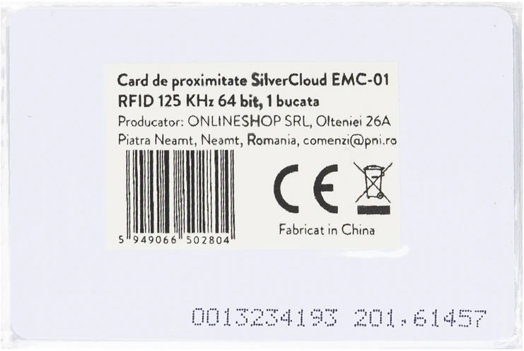 SilverCloud EMC-01 RFID 125 KHz 64-bit artumo kortelė