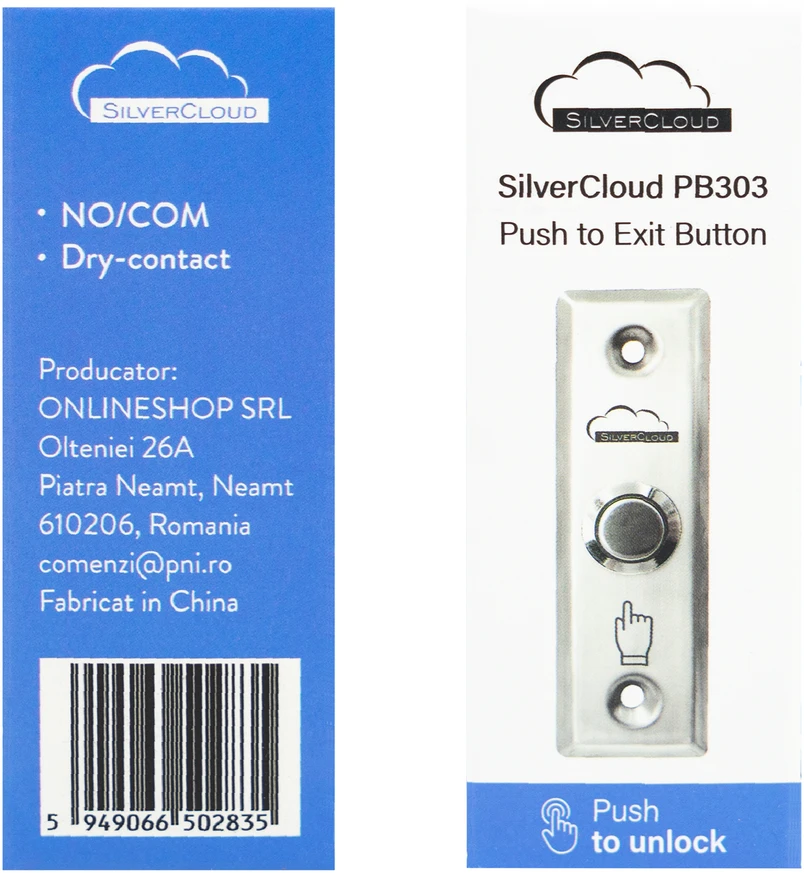 SilverCloud PB303 įleidžiamas prieigos mygtukas