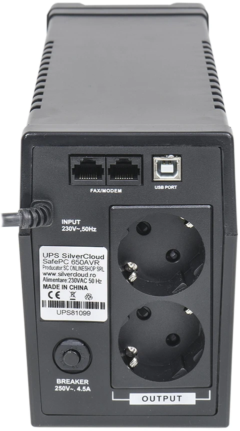 SilverCloud SafePC 650AVR UPS paketas, 360W galia ir pridedamas lipnus lapelis (Sticky Pad Flag)