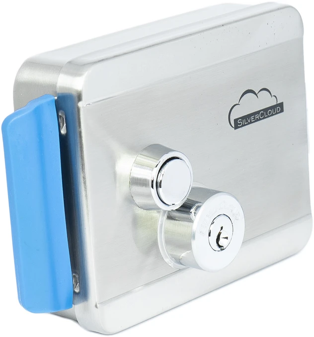 SilverCloud YE910 elektromagnetinė sklendė, 12V, nerūdijantis plienas, su dviguba šerdimi ir mygtuku, Fail Secure NO, suderinama su praėjimo kontrolės sistemomis