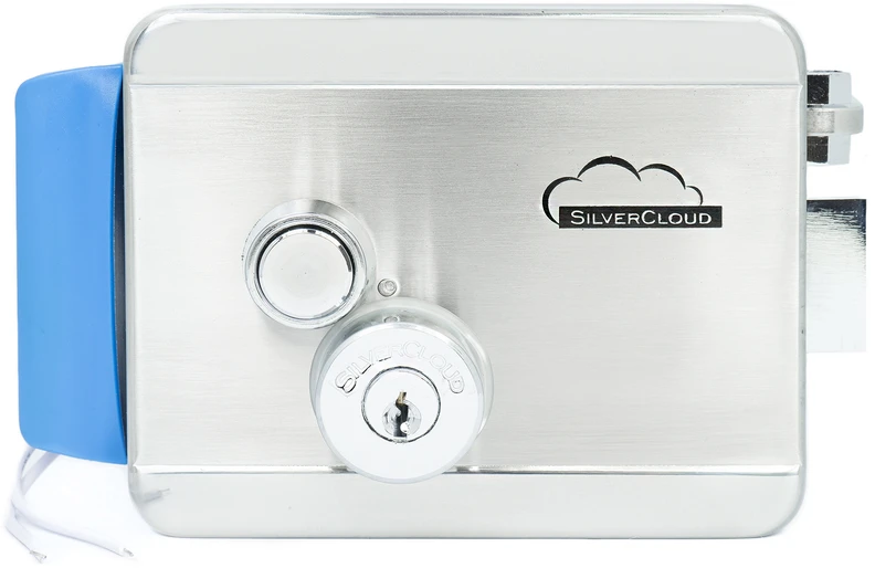 SilverCloud YE910 elektromagnetinė sklendė, 12V, nerūdijantis plienas, su dviguba šerdimi ir mygtuku, Fail Secure NO, suderinama su praėjimo kontrolės sistemomis