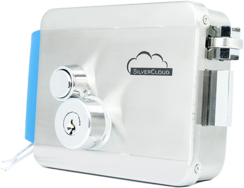 SilverCloud YE910 elektromagnetinė sklendė, 12V, nerūdijantis plienas, su dviguba šerdimi ir mygtuku, Fail Secure NO, suderinama su praėjimo kontrolės sistemomis