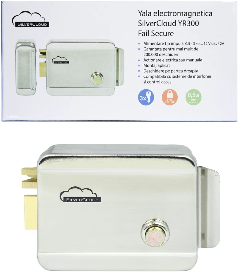 SilverCloud YR300 elektromagnetinė sklendė su hub, dešinės pusės atidarymas, Fail Secure NO