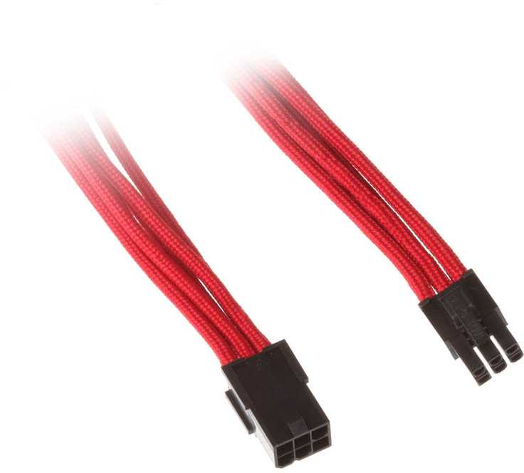 SilverStone 6 kontaktų PCIe į 6 kontaktų PCIe prailginimo kabelis, 250 mm, raudonas