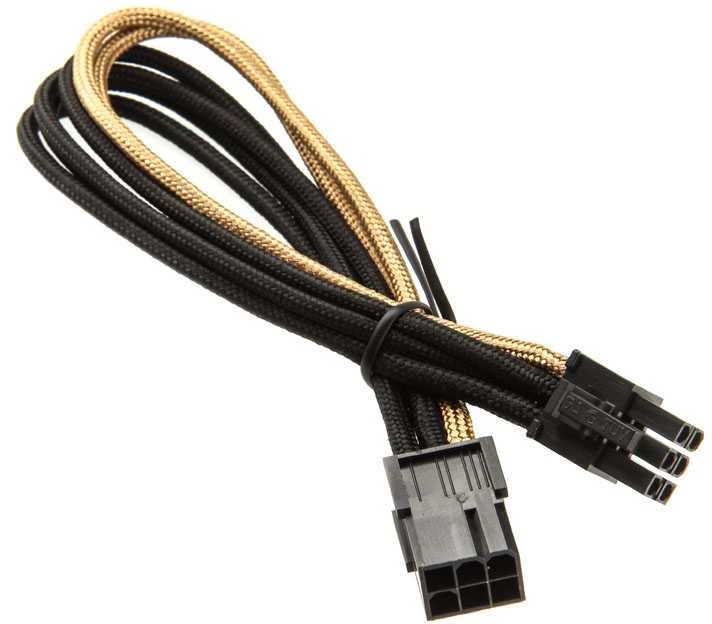 SilverStone 6-Pin-PCIe to 6-Pin-PCIe Cable 250mm - juodos spalvos/aukso spalvos