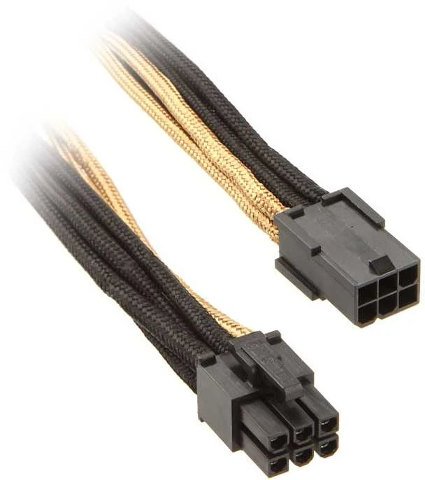 SilverStone 6-Pin-PCIe to 6-Pin-PCIe Cable 250mm - juodos spalvos/aukso spalvos