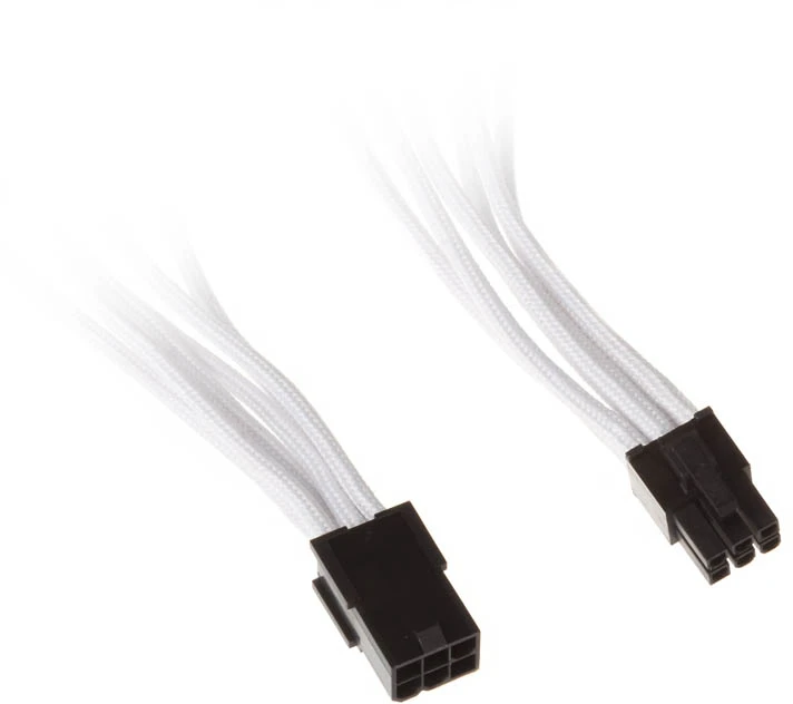 SilverStone 6 kontaktų PCIe į 6 kontaktų PCIe prailginimo kabelis, 250 mm, baltas