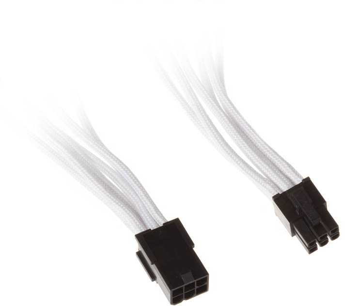 SilverStone 6 kontaktų PCIe į 6 kontaktų PCIe prailginimo kabelis, 250 mm, baltas