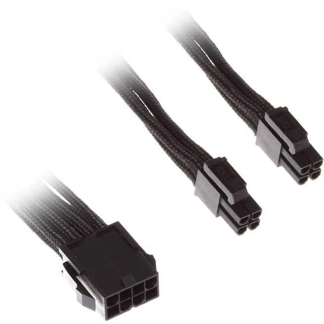 SilverStone 8-Pin-EPS to 4+4-Pin-ATX/EPS – 300mm juodas