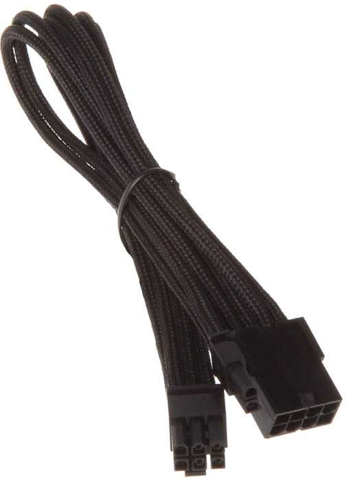 SilverStone 8 kontaktų PCIe į 6+2 kontaktų PCIe prailginimo kabelis, 250 mm, juodas