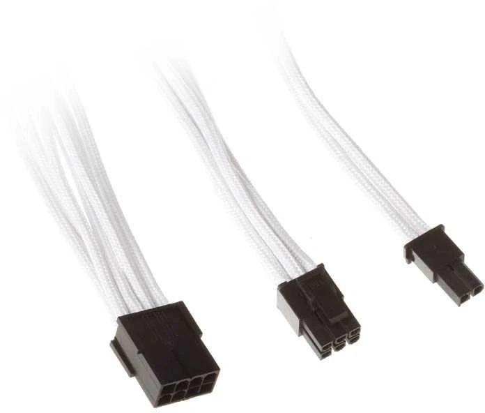 SilverStone 8-Pin-PCIe to 6+2-Pin-PCIe Extension – 250mm baltos spalvos
