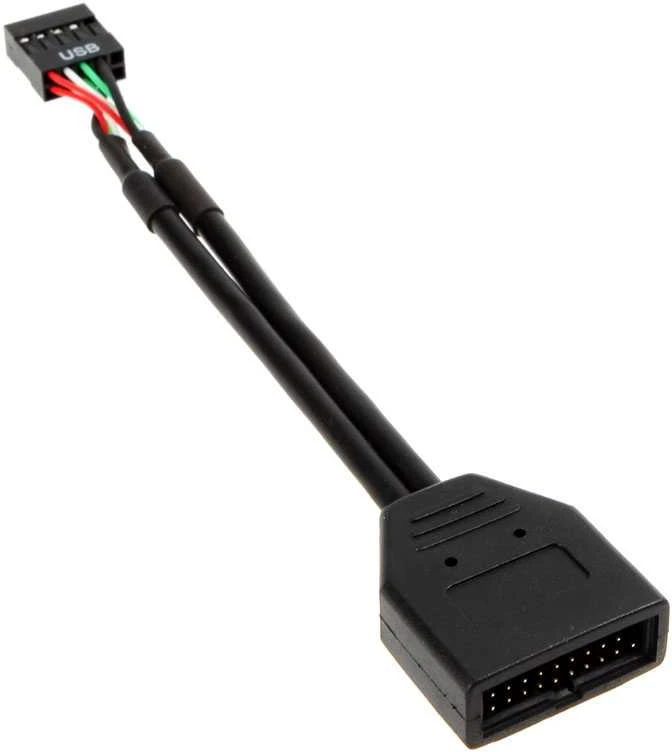 SilverStone sistemos laidas Vidinis 19 kontaktų USB 3.0 į USB 2.0 adapterio laidas 8 kontaktų, 19 kontaktų, 0,1 m, Juodas