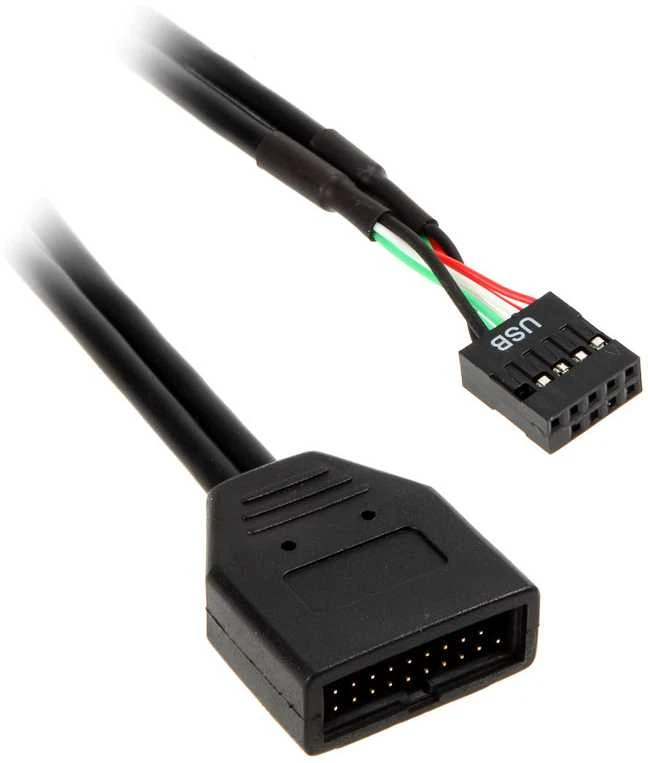 SilverStone sistemos laidas Vidinis 19 kontaktų USB 3.0 į USB 2.0 adapterio laidas 8 kontaktų, 19 kontaktų, 0,1 m, Juodas