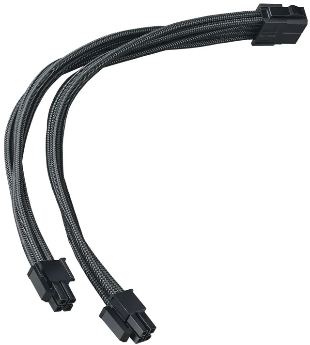 „SilverStone“ EPS 8 kontaktų į EPS/ATX 4+4 kontaktų jungčių kabelis, 300 mm ilgio, juodas