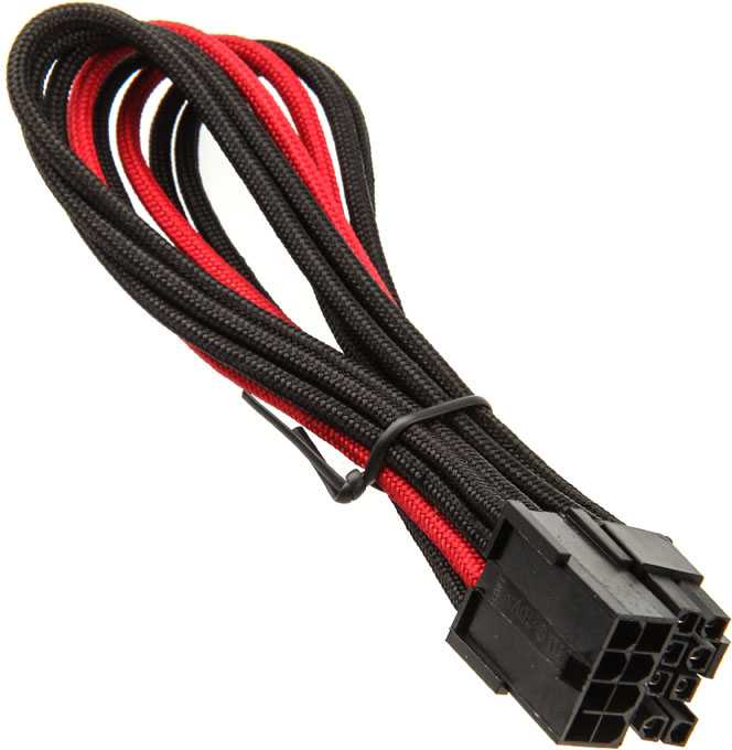 SilverStone PCIe-8-Pin to PCIe-6+2-Pin Cable, 250mm - juodos spalvos/raudonos spalvos