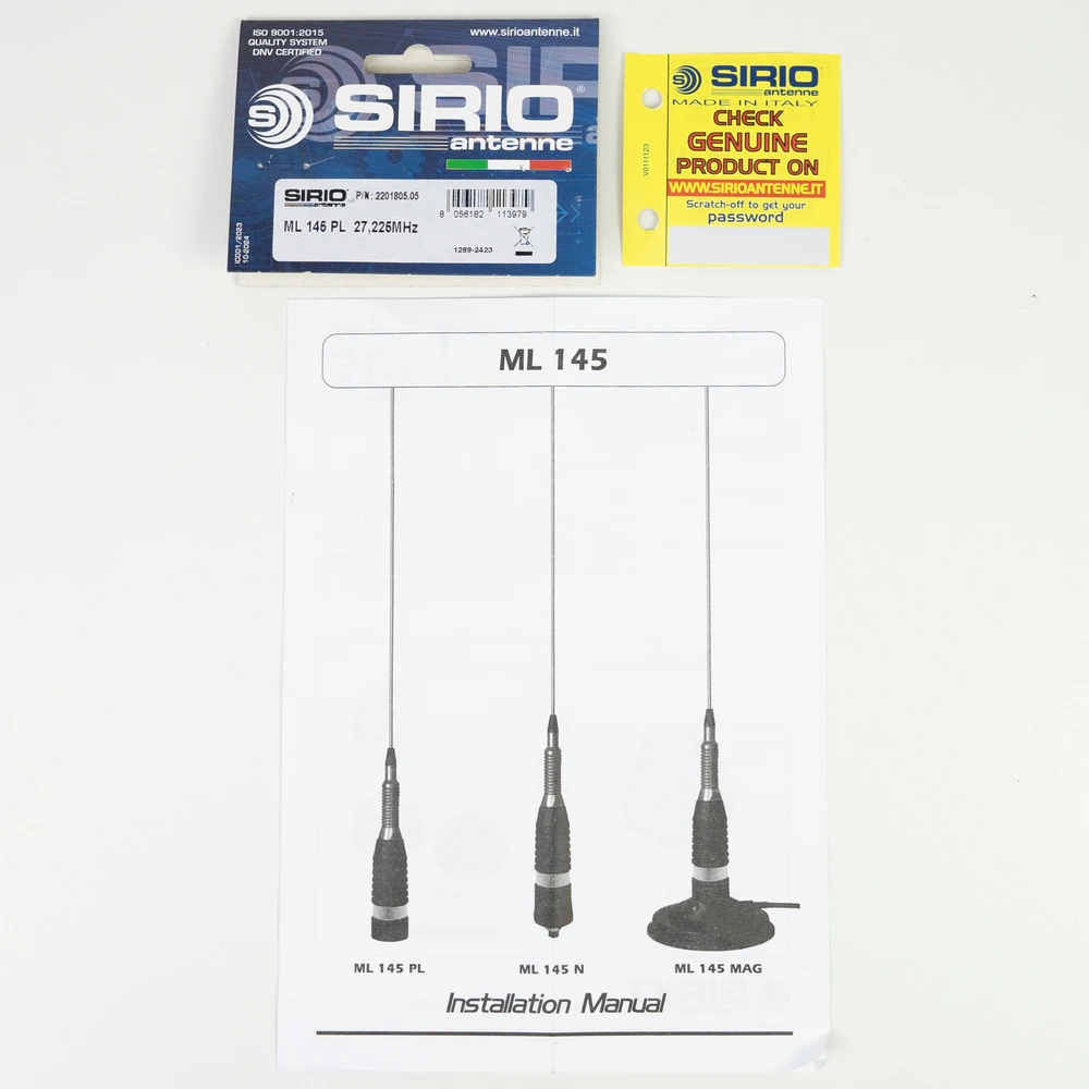 Sirio CB antena ML145 su PL sriegiu, ilgis 145 cm, 27 – 28.5 MHz, 900W, be kabelio