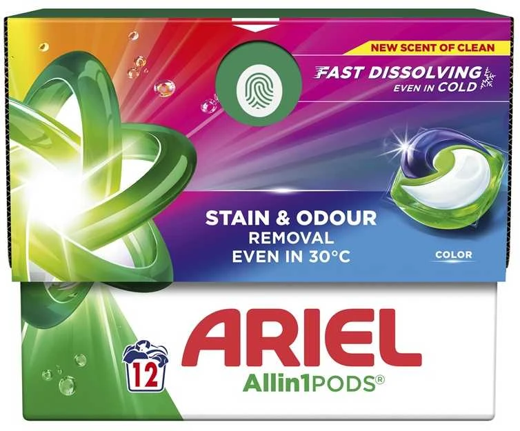 Skalbimo kapsulės Ariel COLOR, 12 vnt.