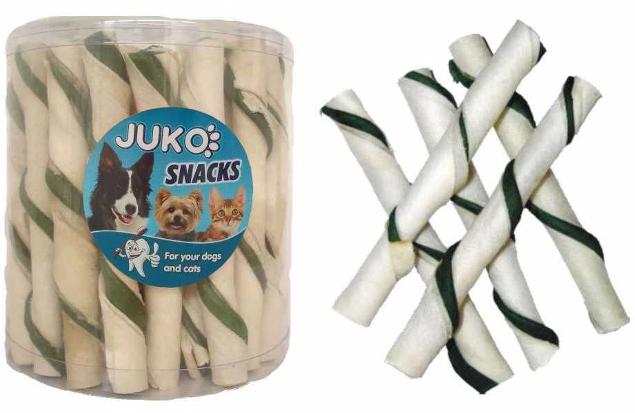 Skanėstai šunims JUKO Snacks baltas tube with mint pagaliukai su mėta, 35 vnt., 1 vnt.