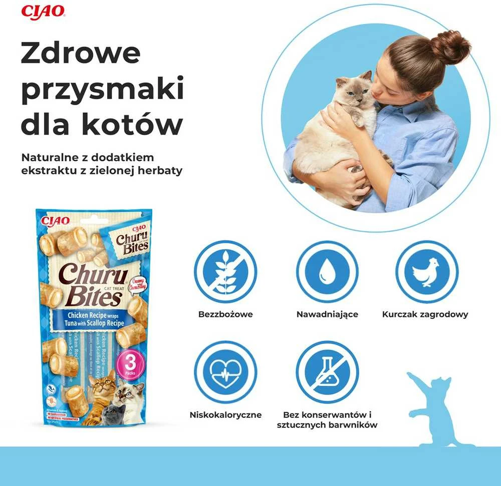 Churu Cat skanėstas Bites Chicken Tuna Scallop 30g
